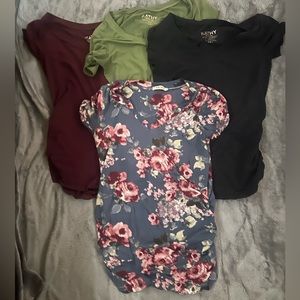 Lot of four ladies size medium maternity short sleeve shirts